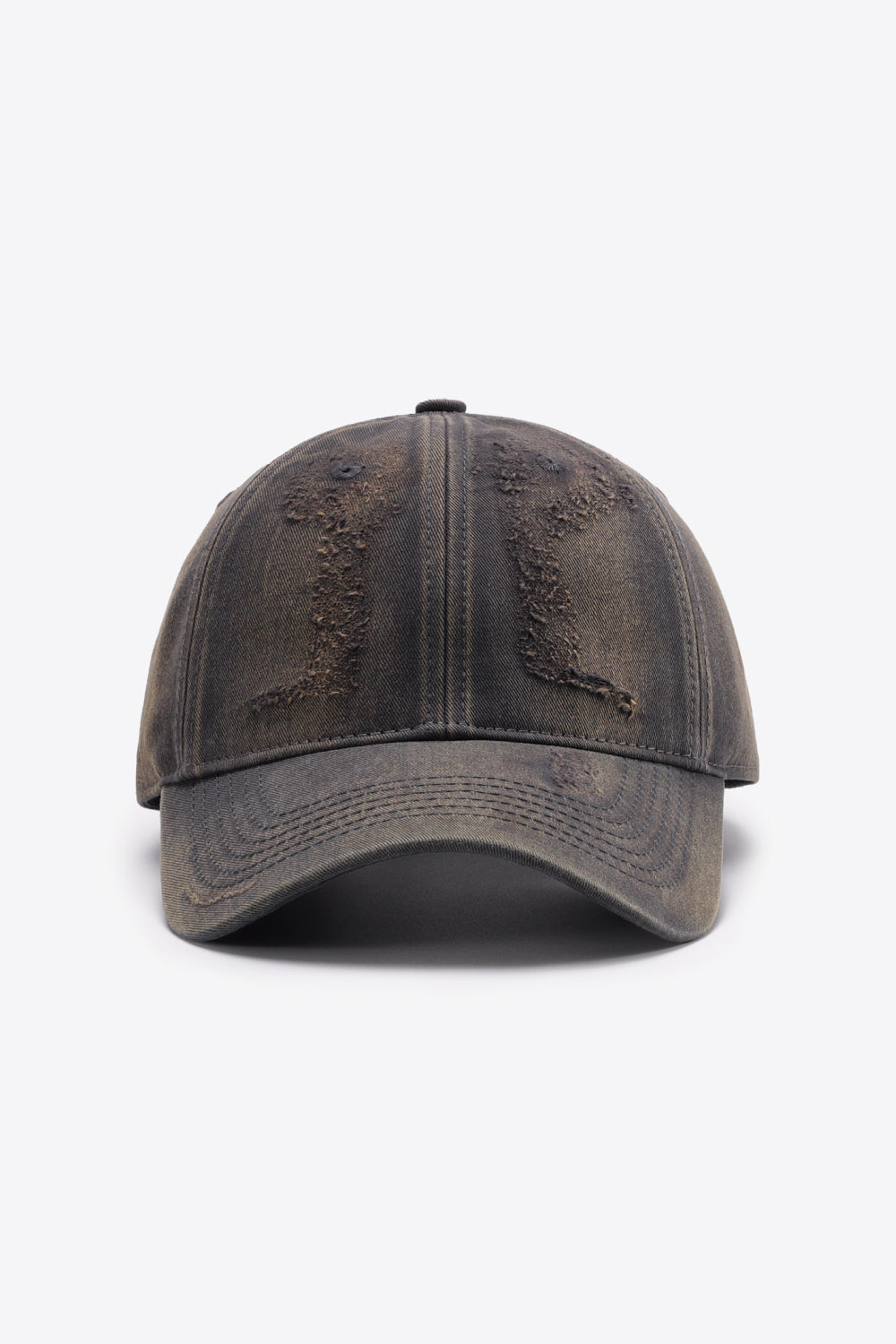 Distressed Adjustable Baseball Cap - Dark Gray One Size