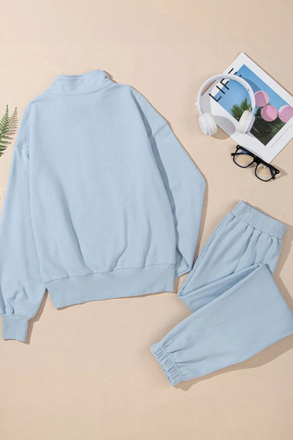 Half Zip Long Sleeve Top and Joggers Set -