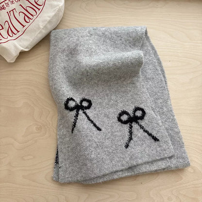 Bow Winter Scarf - Gray One Size