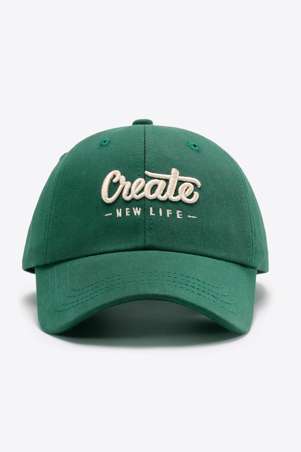 CREATE NEW LIFE Adjustable Cotton Baseball Cap - Green One Size