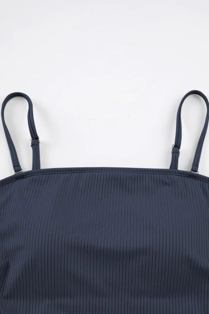 Ribbed Drawstring Sides Cutout One Piece Swimsuit -