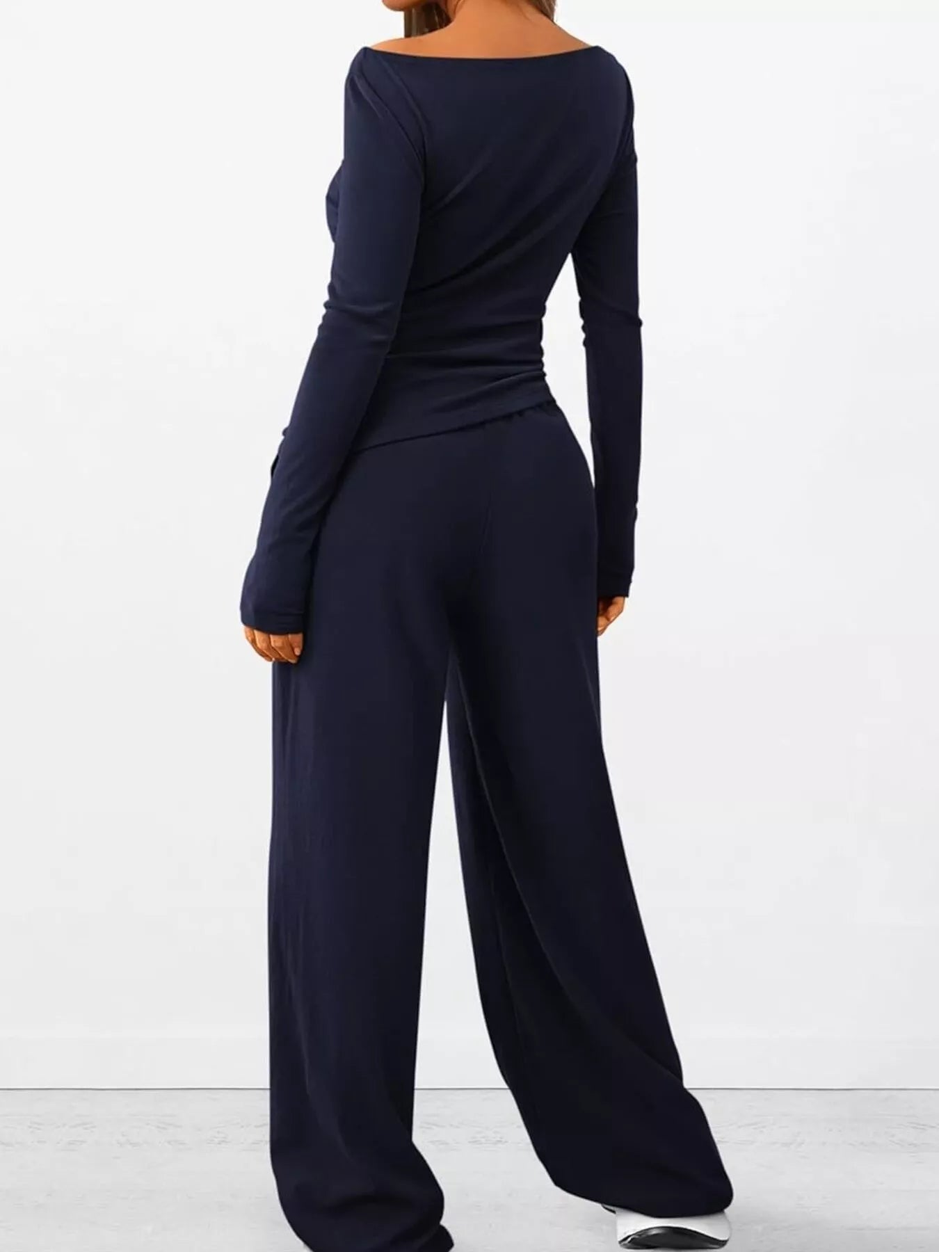 Long Sleeve Top and Wide Leg Pants Set -