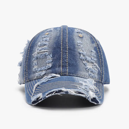 Distressed Adjustable Cotton Baseball Cap - Light One Size