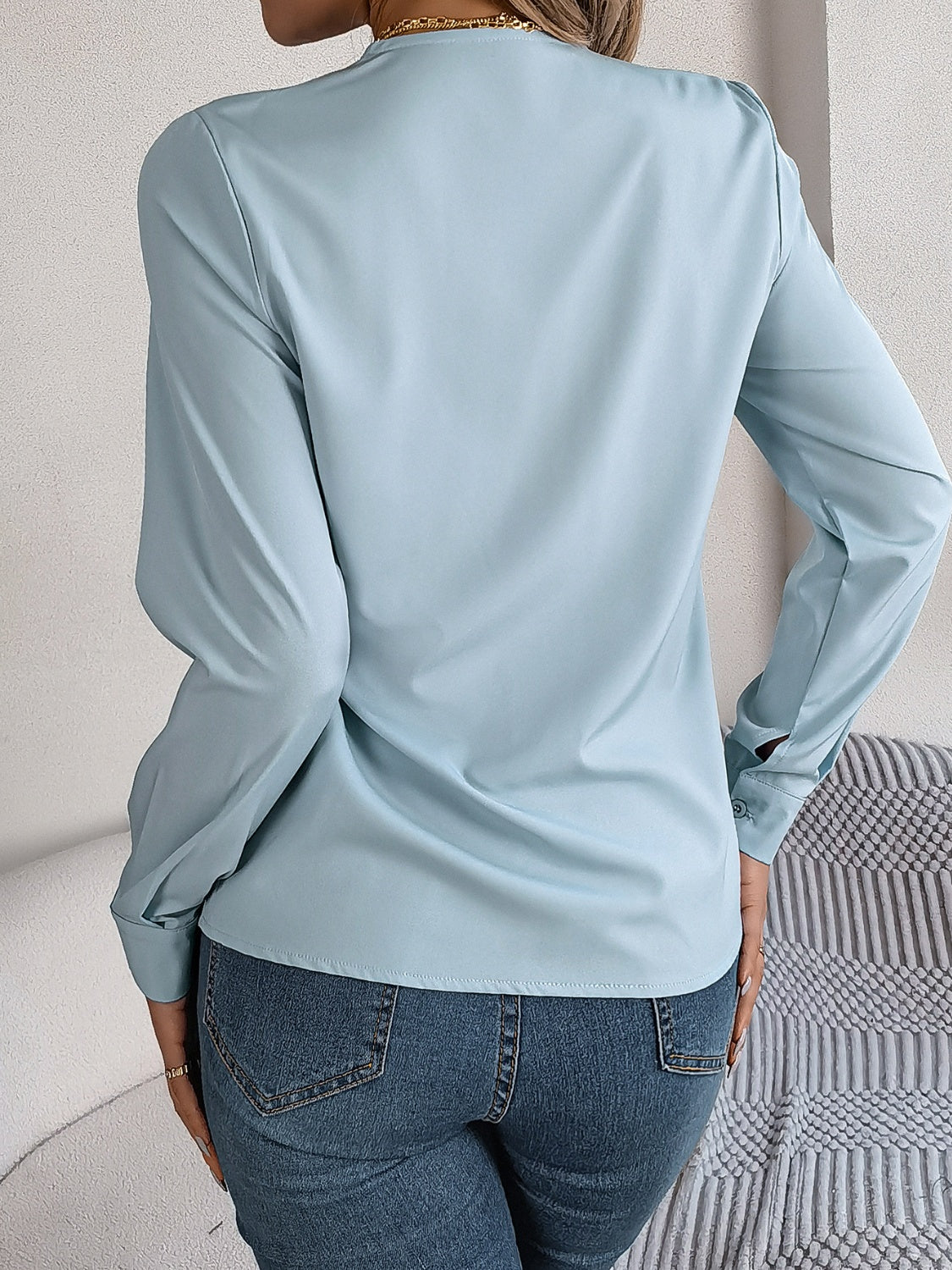 V-Neck Long Sleeve Blouse