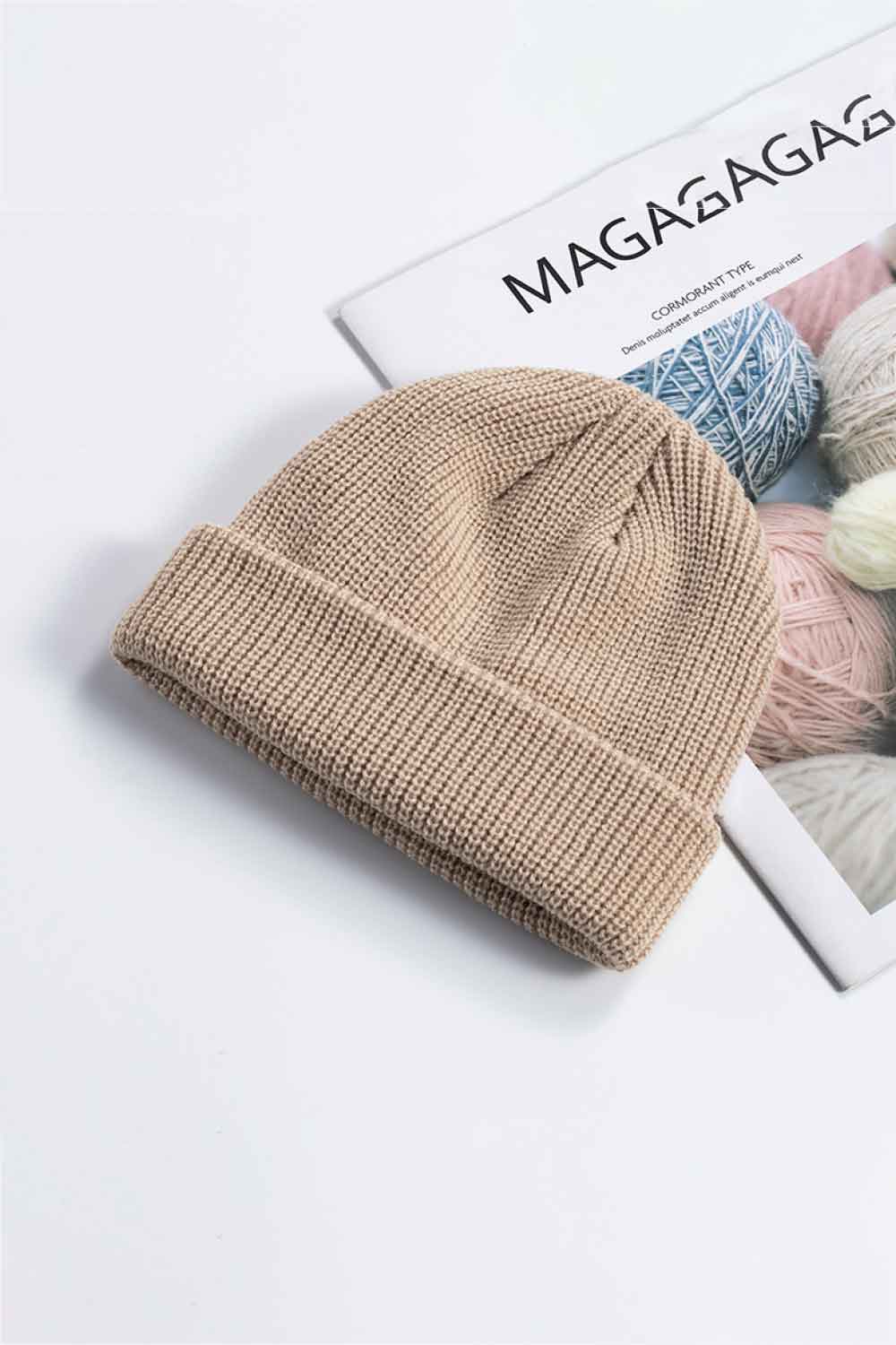 Cozy Rib-Knit Cuff Beanie - Tan One Size