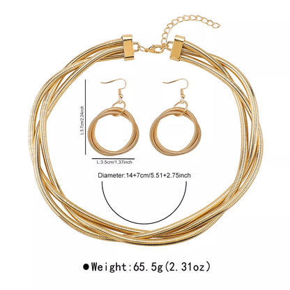 Multi-Layered Earrings and Necklace Jewelry Set -