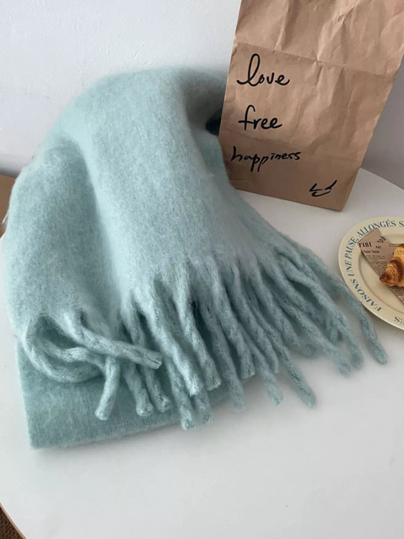 Solid Color Fringe Scarf -