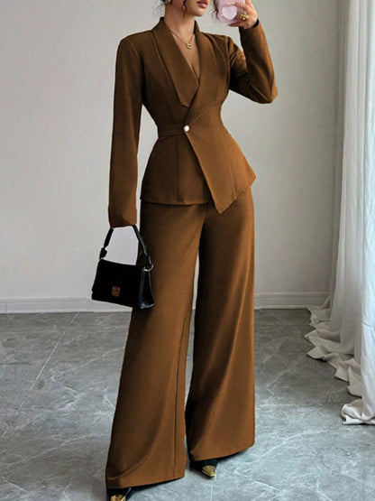 One Button Blazer and Pants Set -