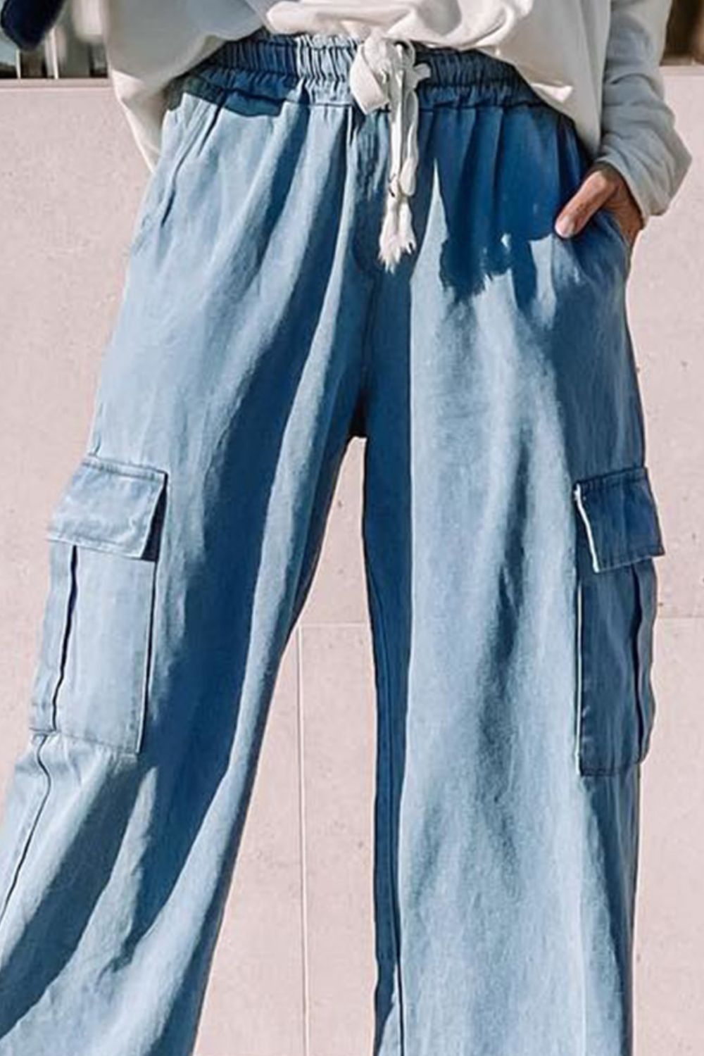 Drawstring Wide Leg Jeans