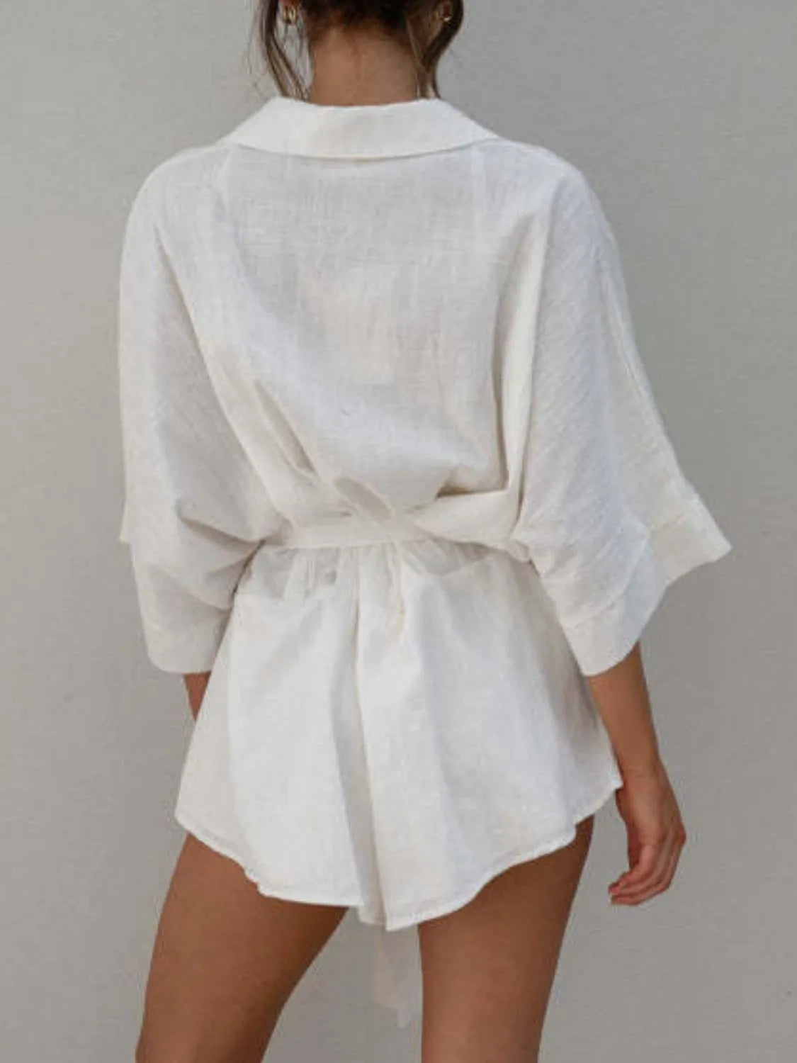 Collared Neck Half Sleeve Romper -