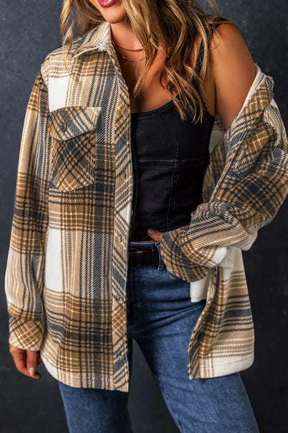 Plaid Button Up Long Sleeve Shacket -
