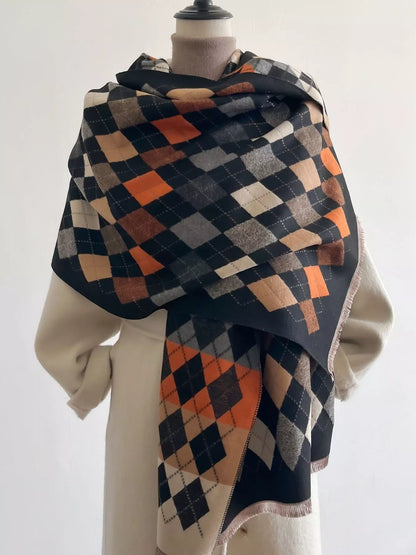 Diamond Pattern Warm Scarf - Style B One Size