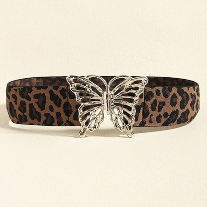 Butterfly Alloy Buckle Elastic Belt -