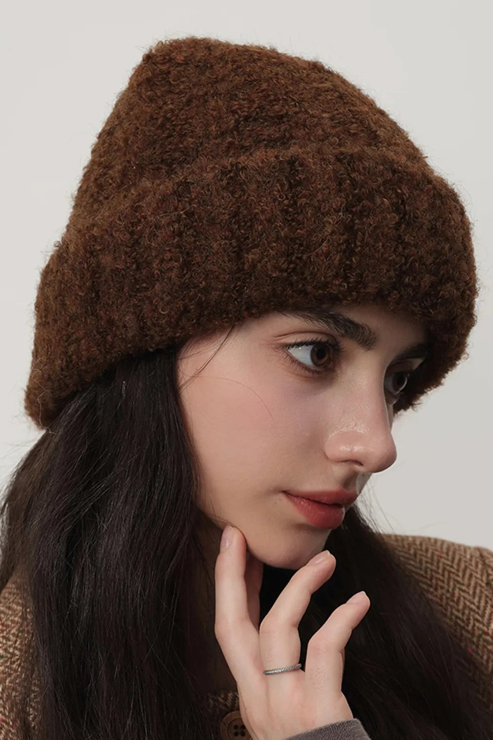Solid Color Thermal Knit Hat - Chocolate One Size