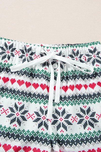 Letter Graphic Top and Printed Shorts Lounge Set -