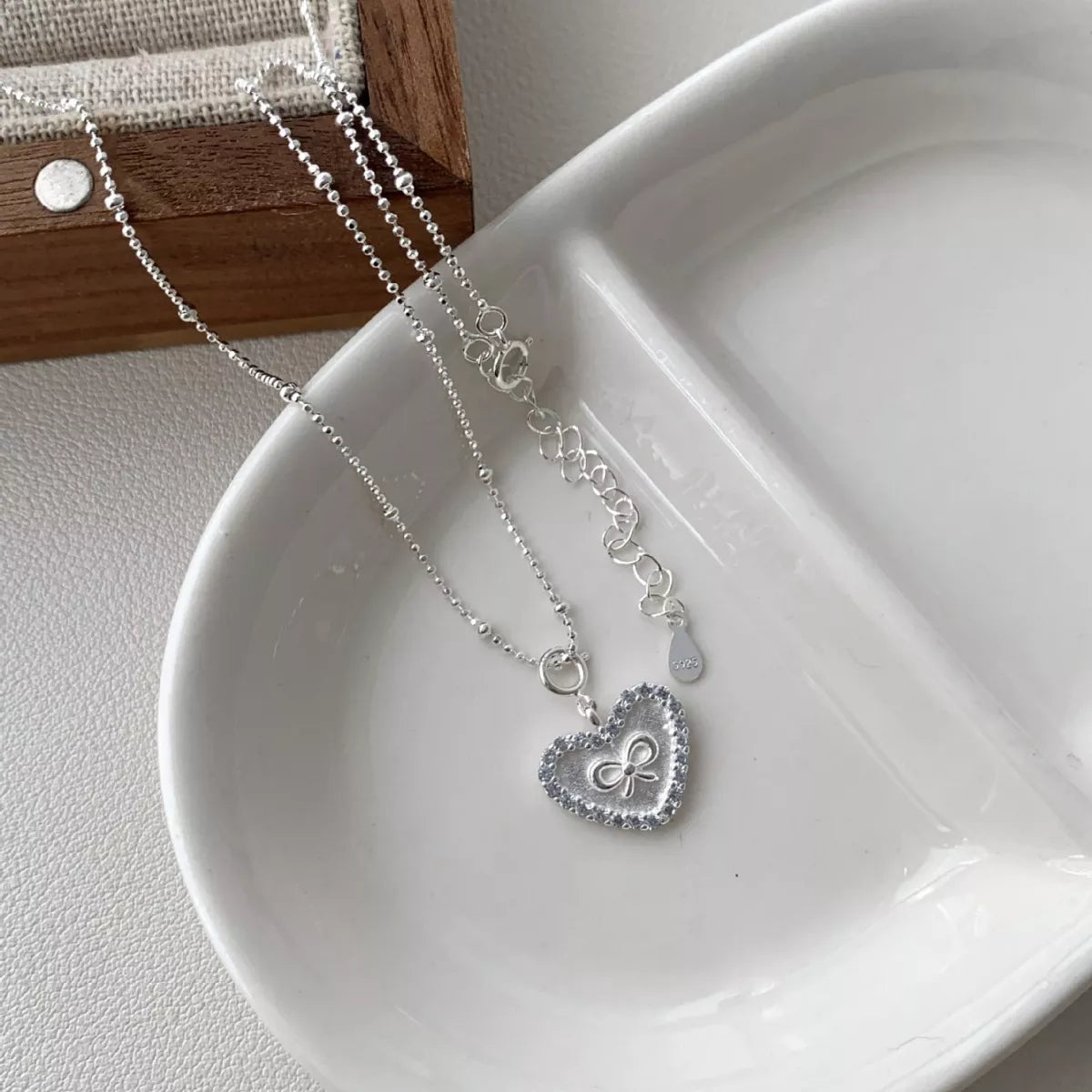 Sterling Silver Heart Necklace - Silver One Size
