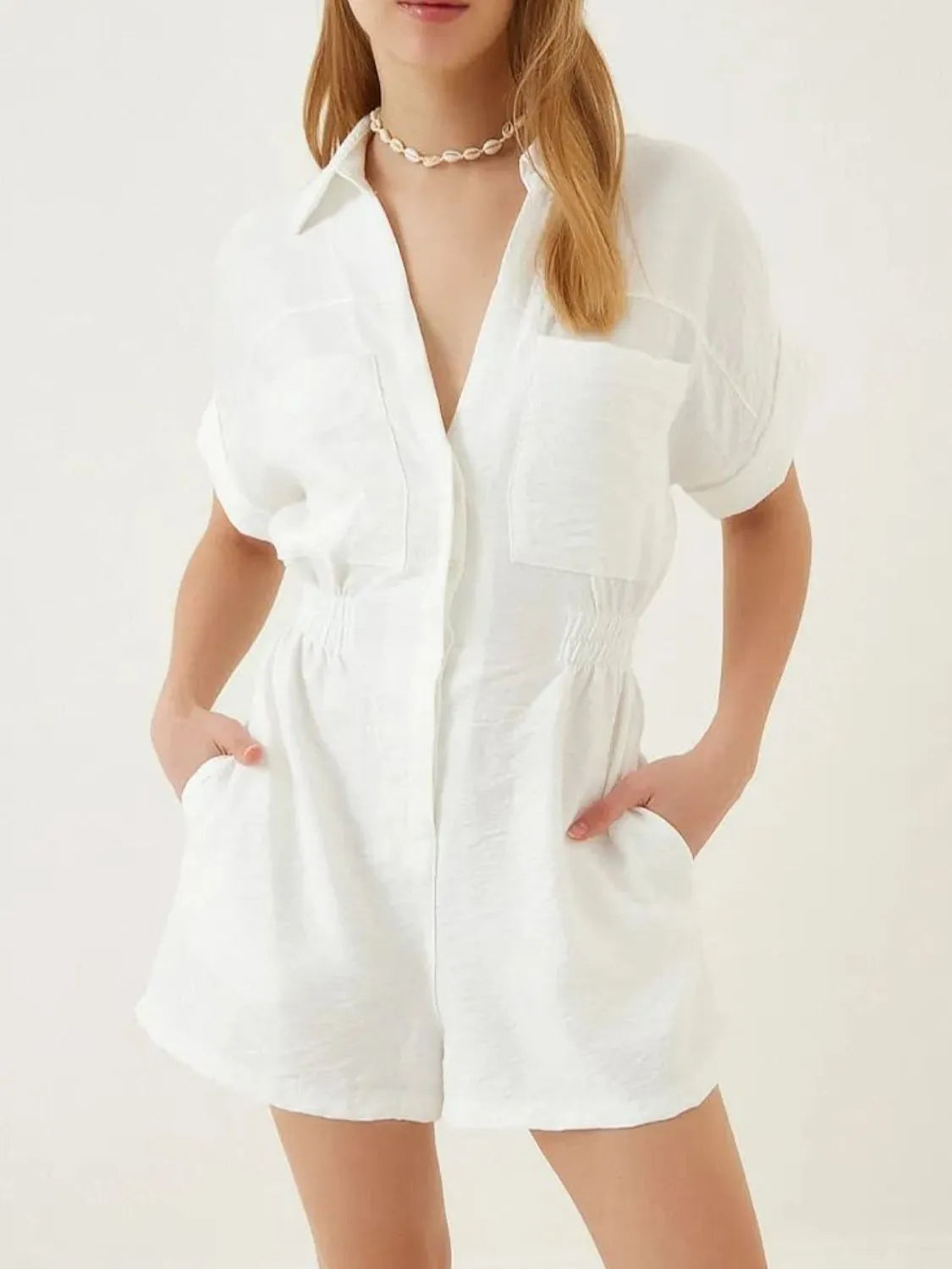 Johnny Collar Short Sleeve Romper -
