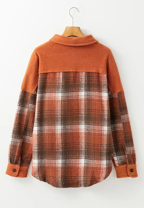 Plaid Button Up Long Sleeve Jacket -