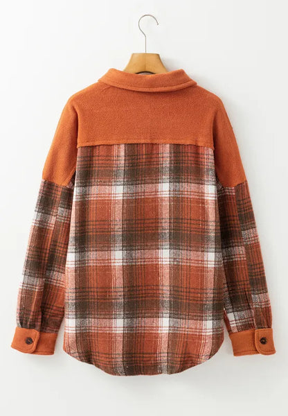 Plaid Button Up Long Sleeve Jacket -
