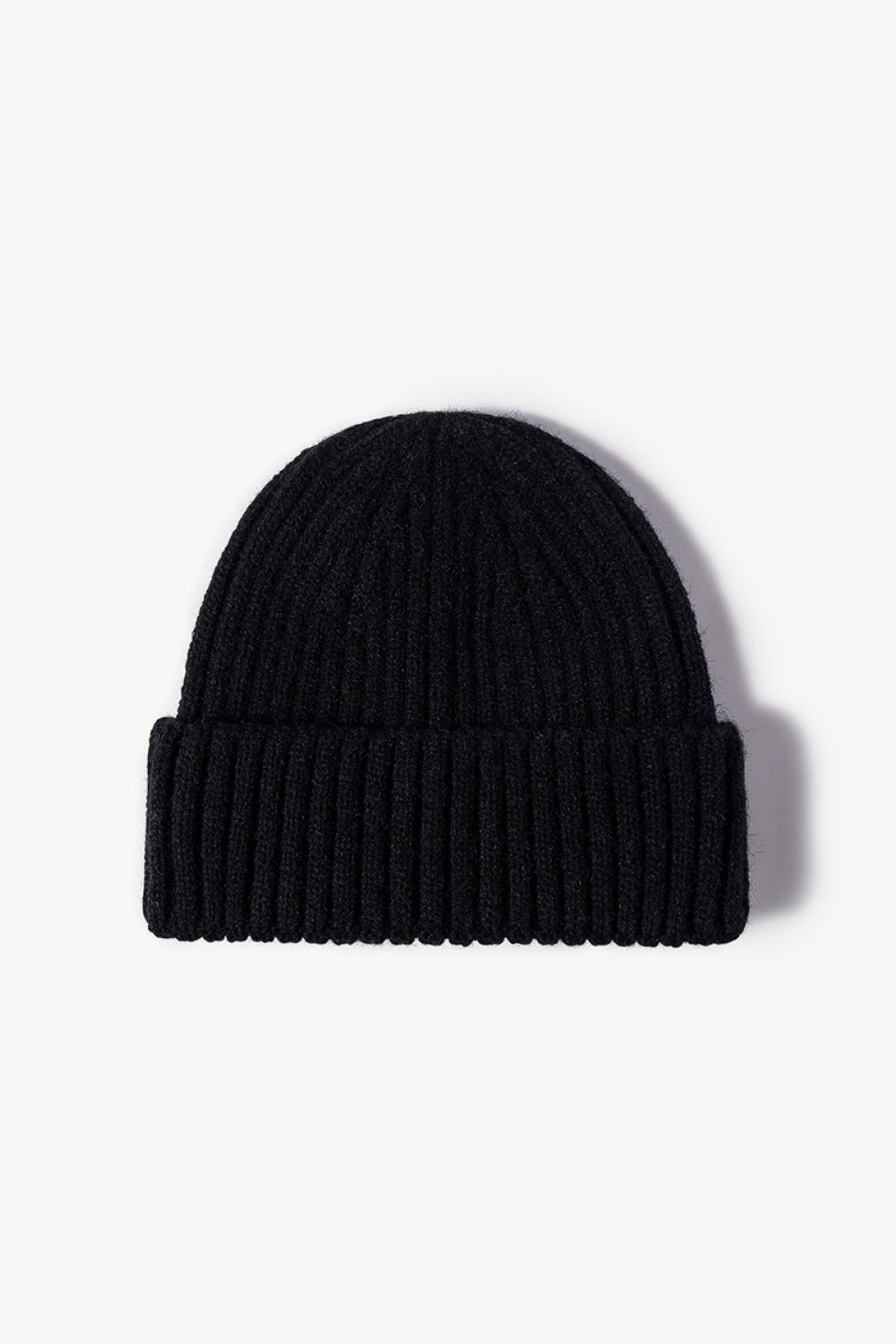 Rib-Knit Cuff Beanie - Black One Size