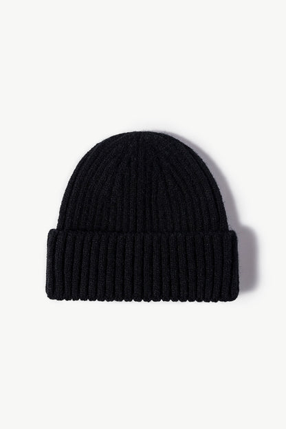 Rib-Knit Cuff Beanie - Black One Size