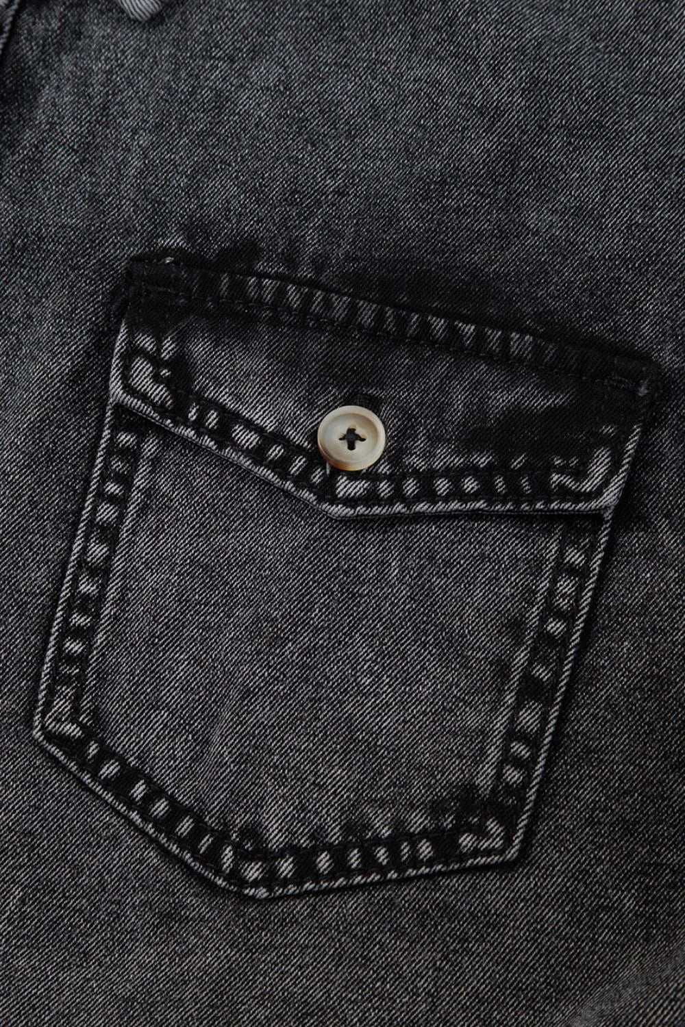 Flap Pocket Button Up Denim Shirt -