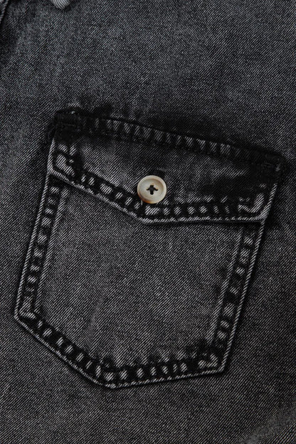 Flap Pocket Button Up Denim Shirt -