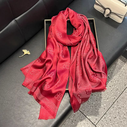 Raw Hem Scarf - Red One Size