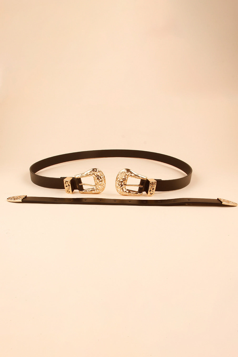 Double Buckle PU Leather Belt -