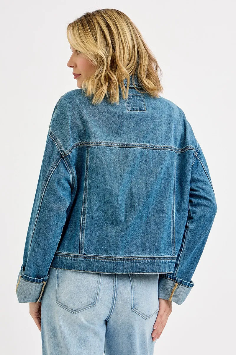 Oversized Cargo Pocket Denim Jacket -