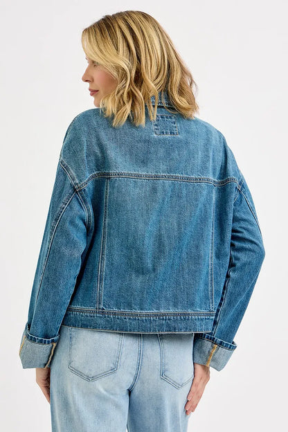 Oversized Cargo Pocket Denim Jacket -