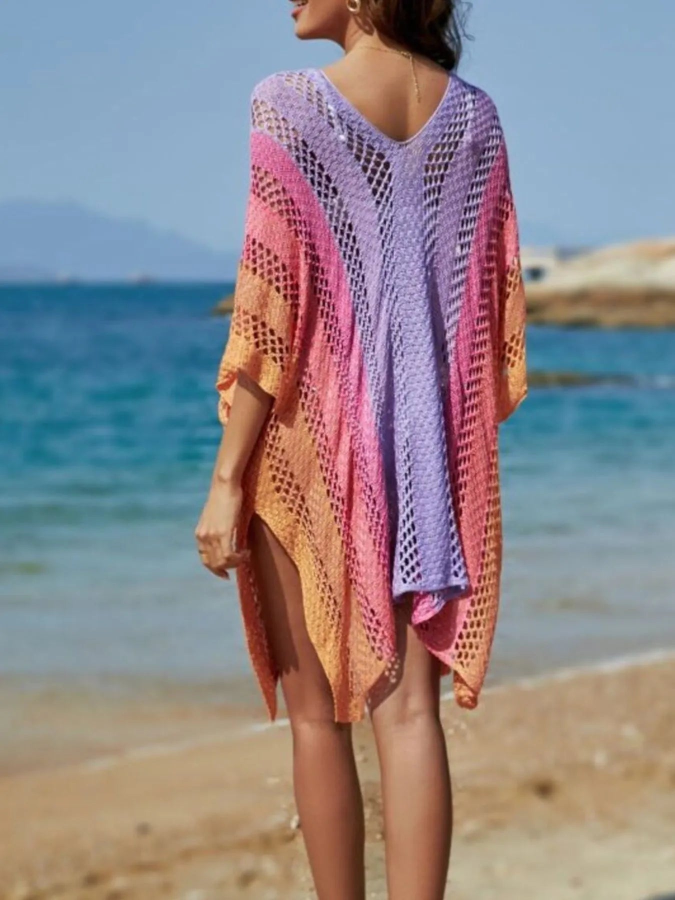 Rainbow Gradient Crochet Cover-Up -