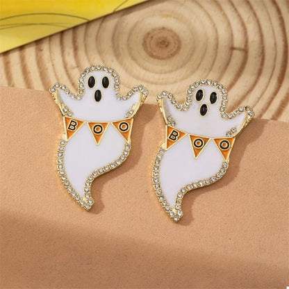 Ghost and Pumpkin Dangle Earrings - Alloy Ghost One Size