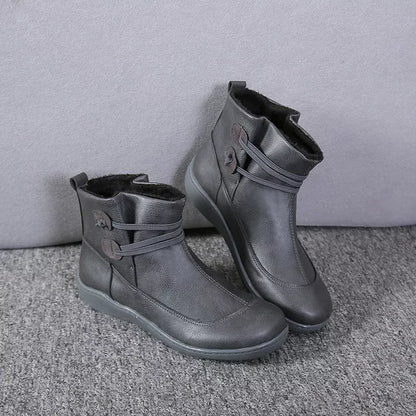 Button Detail Ankle Boots - Dark Gray