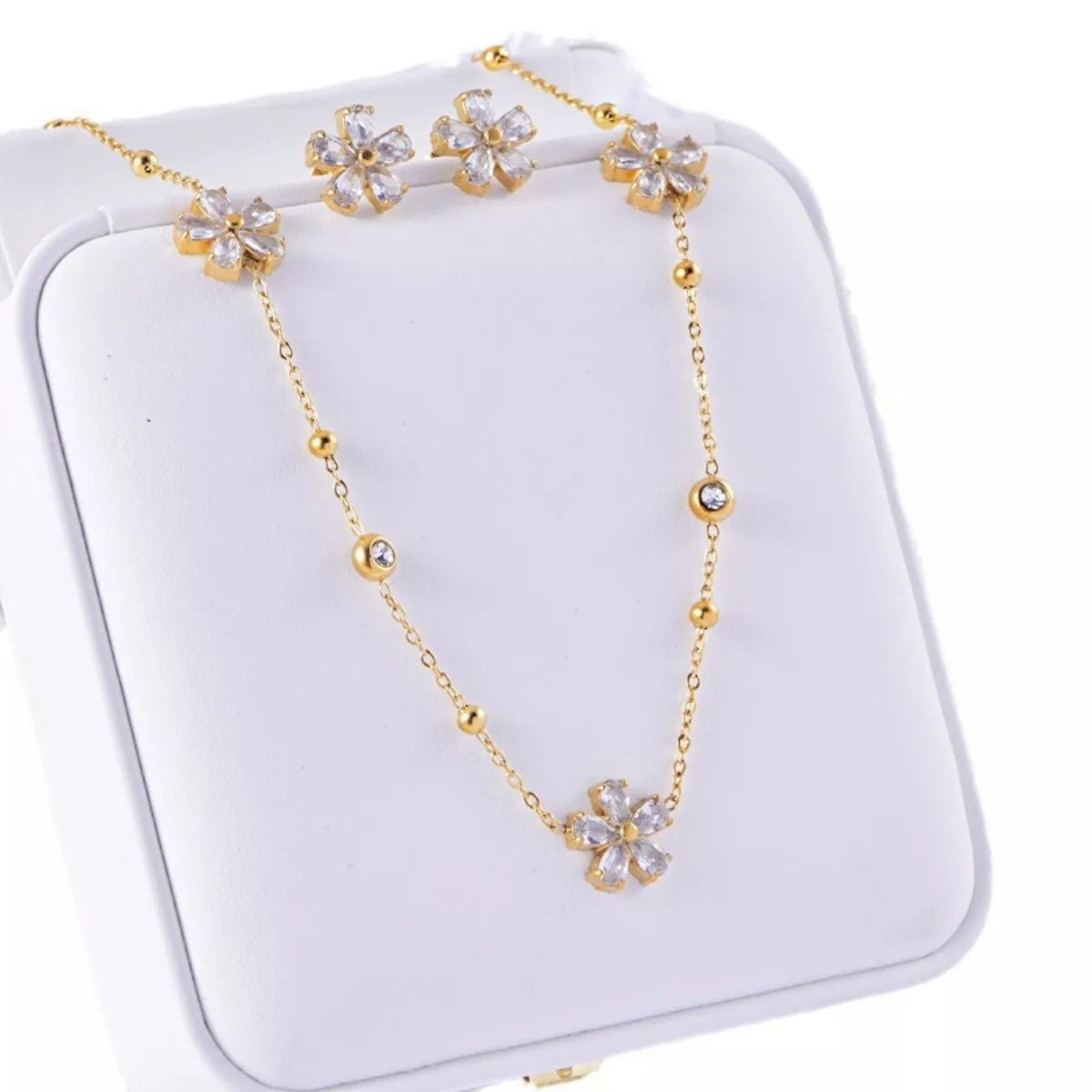 Gold-Plated Flower Jewelry Set -