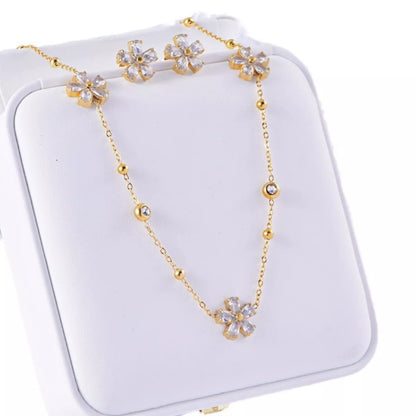 Gold-Plated Flower Jewelry Set -