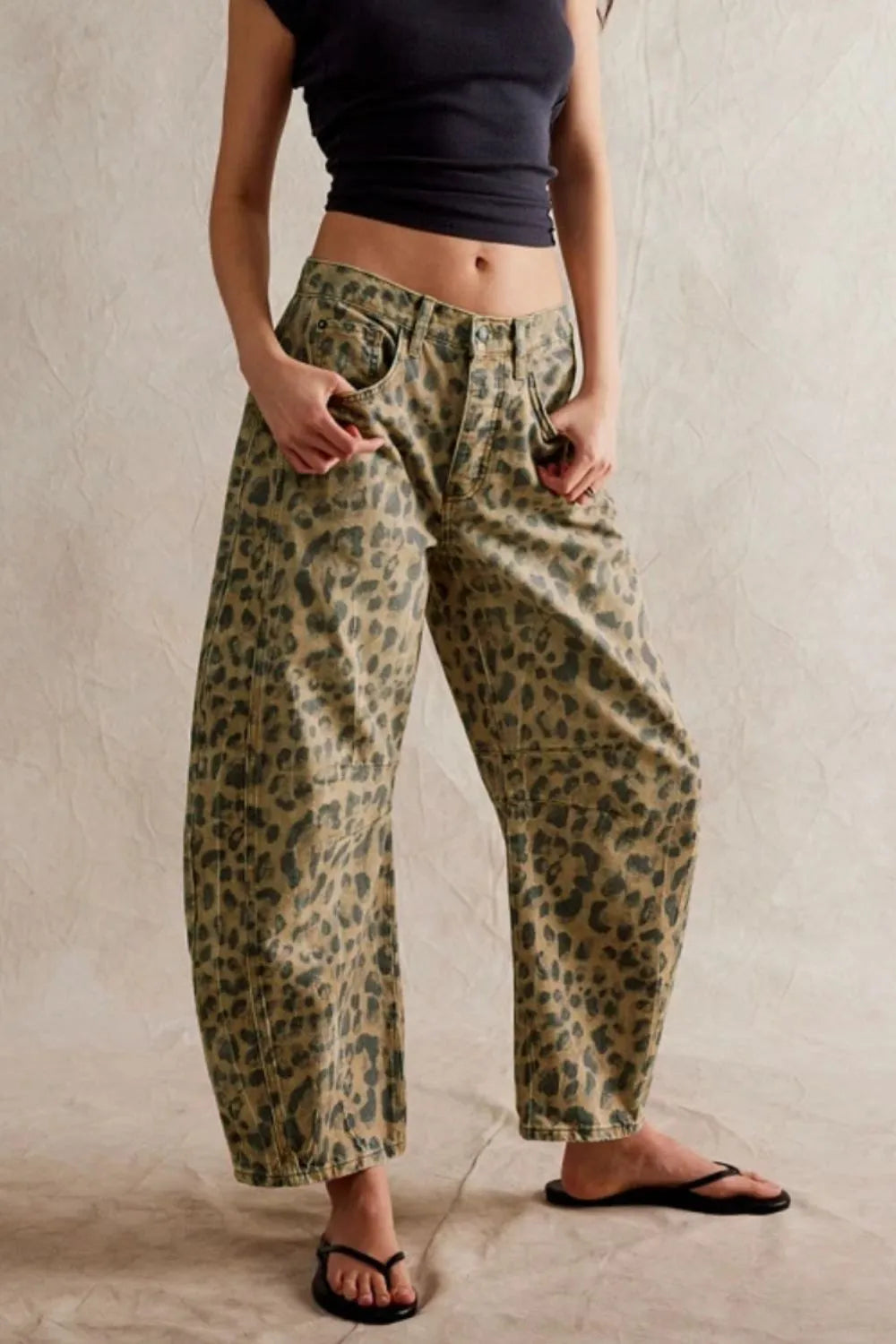 Wide Leg Jeans - Leopard