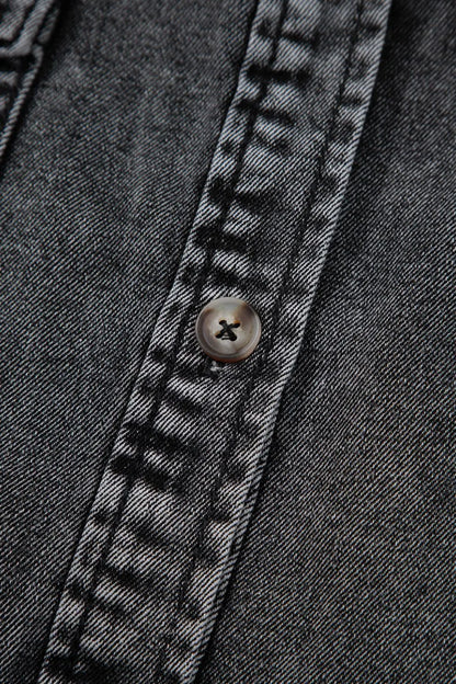 Flap Pocket Button Up Denim Shirt -
