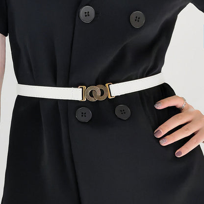 Alloy Buckle PU Belt - Ivory One Size