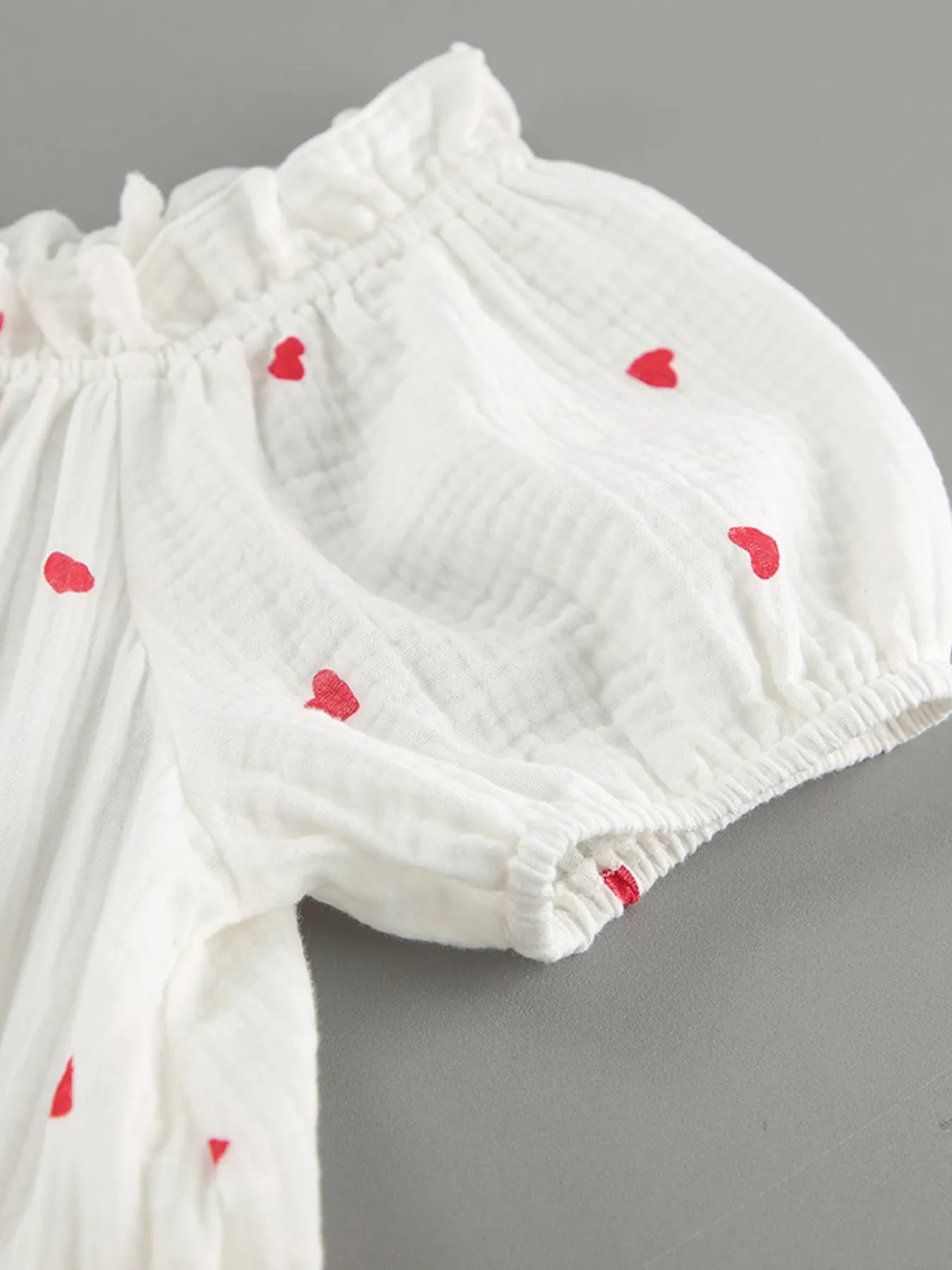 Heart Printed Off-Shoulder Ruffle Mini Dress -