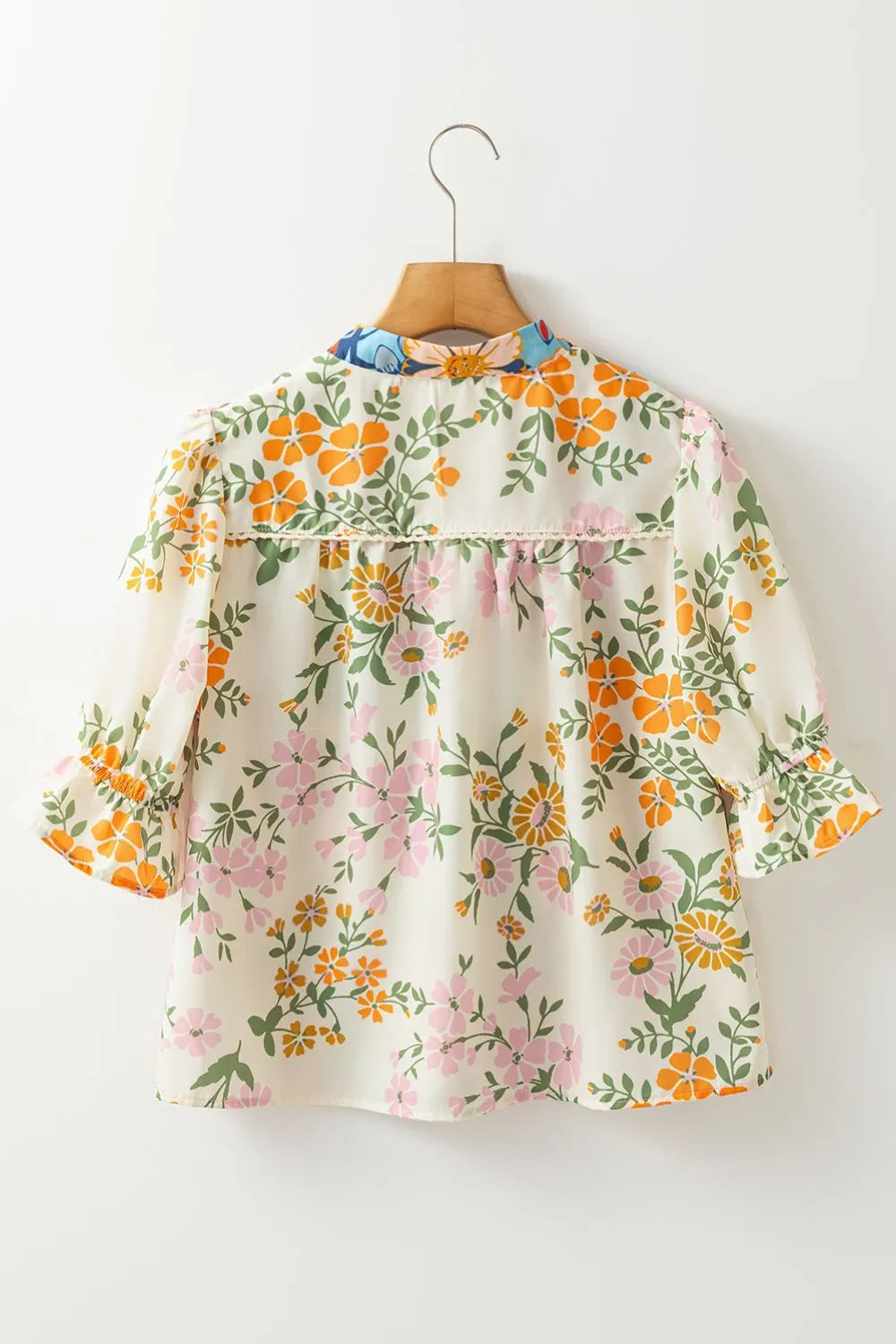 Crochet V-Neck Boho Floral Blouse -