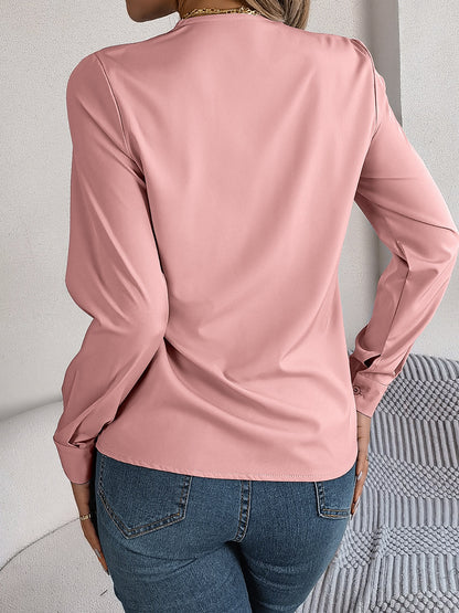 V-Neck Long Sleeve Blouse