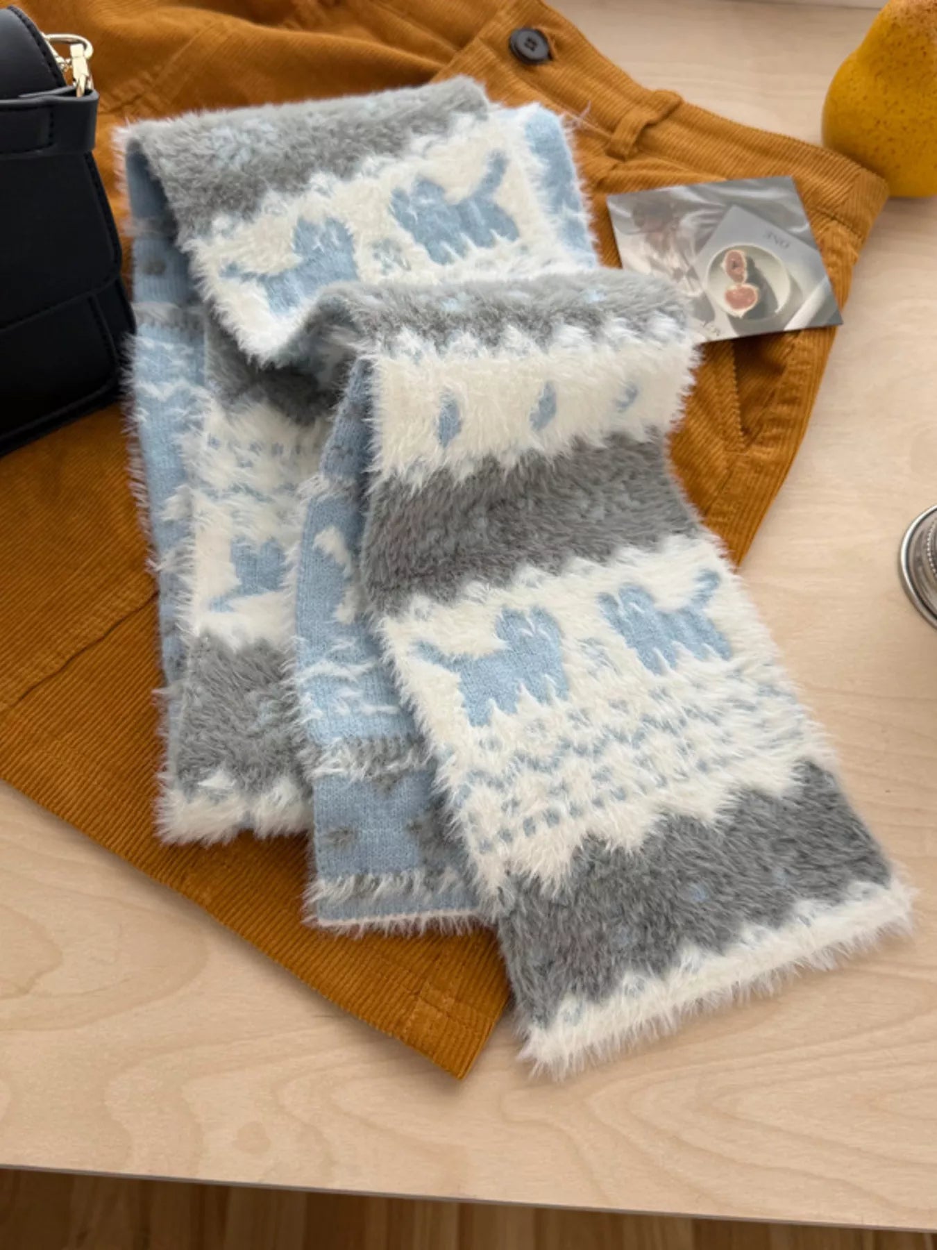 Animal Pattern Fuzzy Scarf -