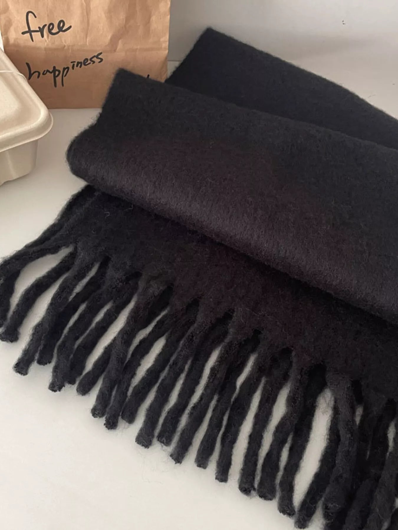 Solid Color Fringe Scarf -