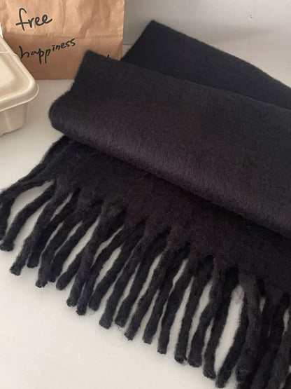 Solid Color Fringe Scarf -