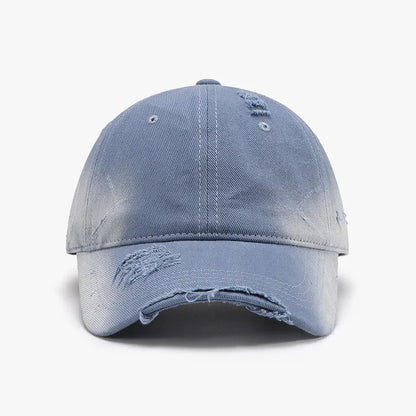 Distressed Adjustable Cotton Hat - Light Blue One Size