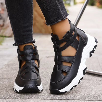 Cutout Platform Sneakers - Black