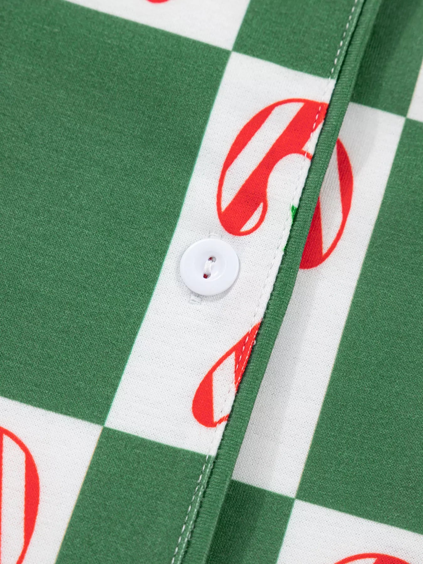Candy Cane Checkered Pattern Pajama Set -