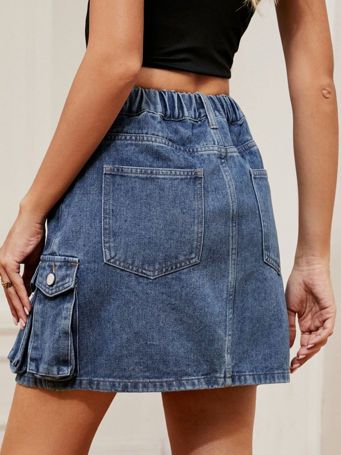 High Waist Denim Skirt - Dark Blue