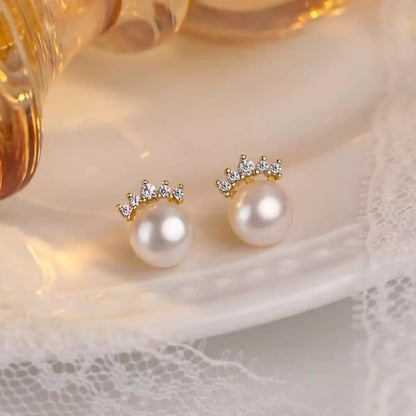 Freshwater Pearl Stud Earrings - Cream One Size
